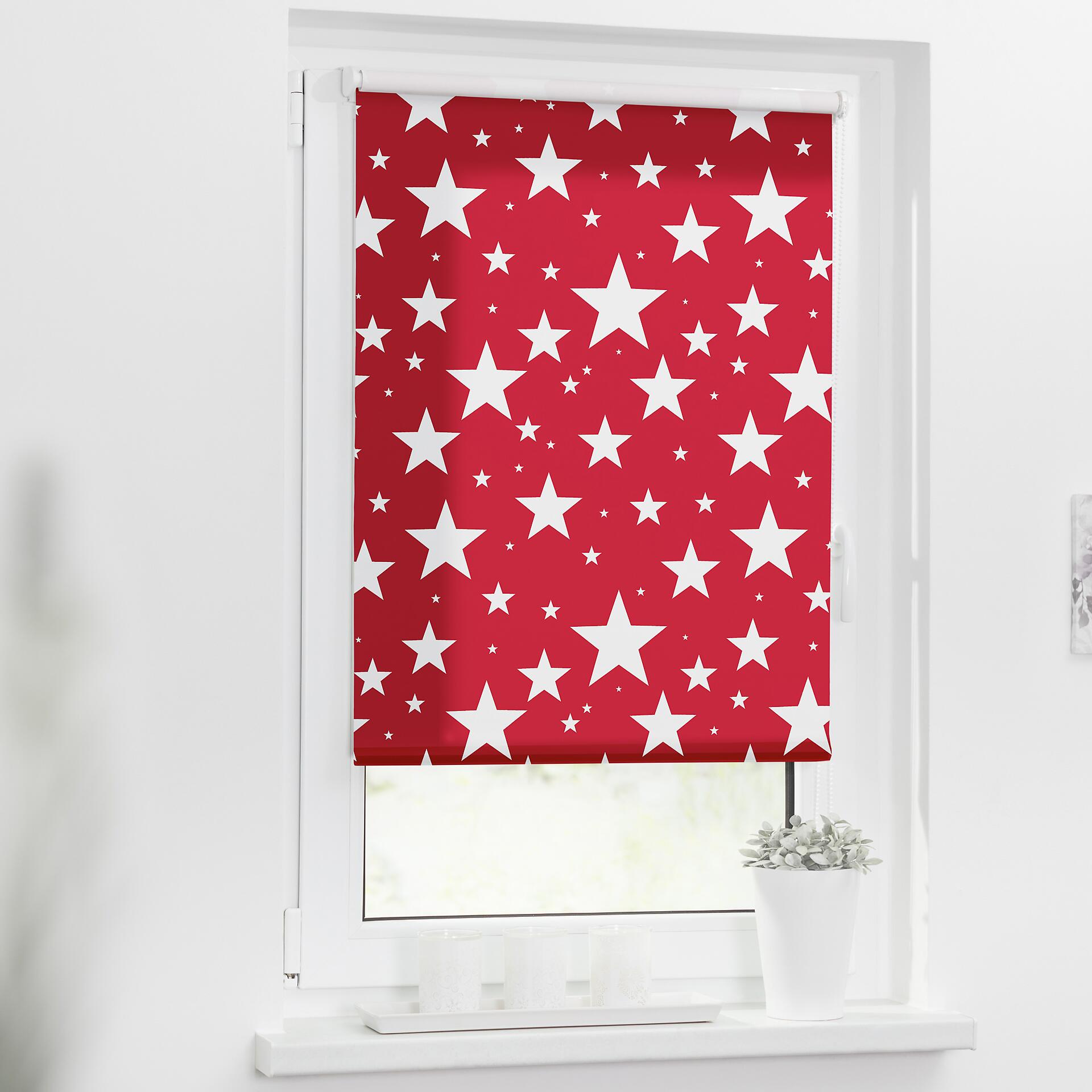 LICHTBLICK Verdunkelungsrollo Sterne rot B/L: ca. 45x150 cm