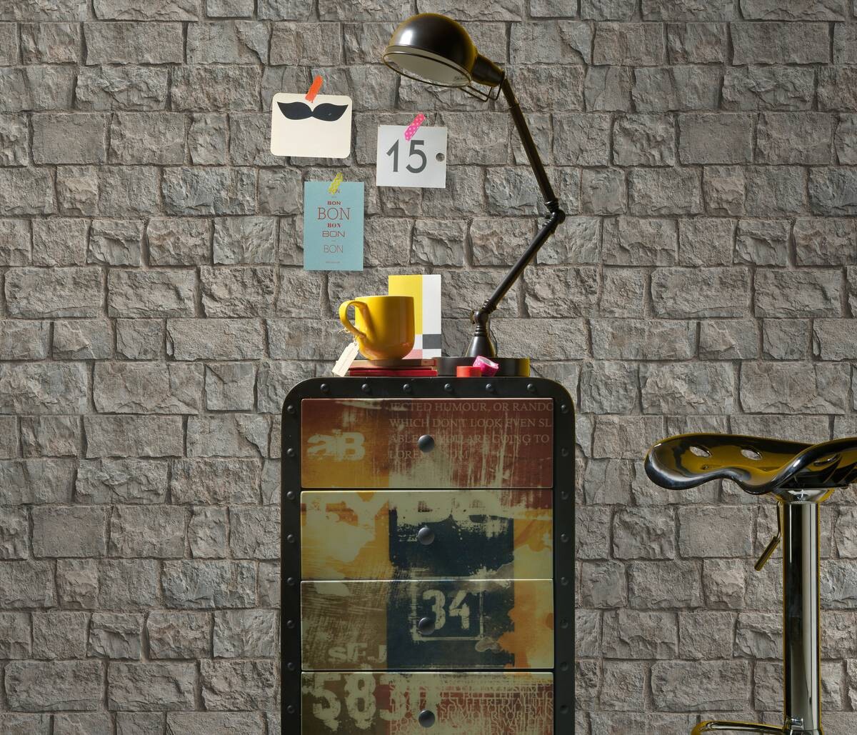 Erismann Vliestapete Steinoptik beige B/L: ca. 53x1005 cm