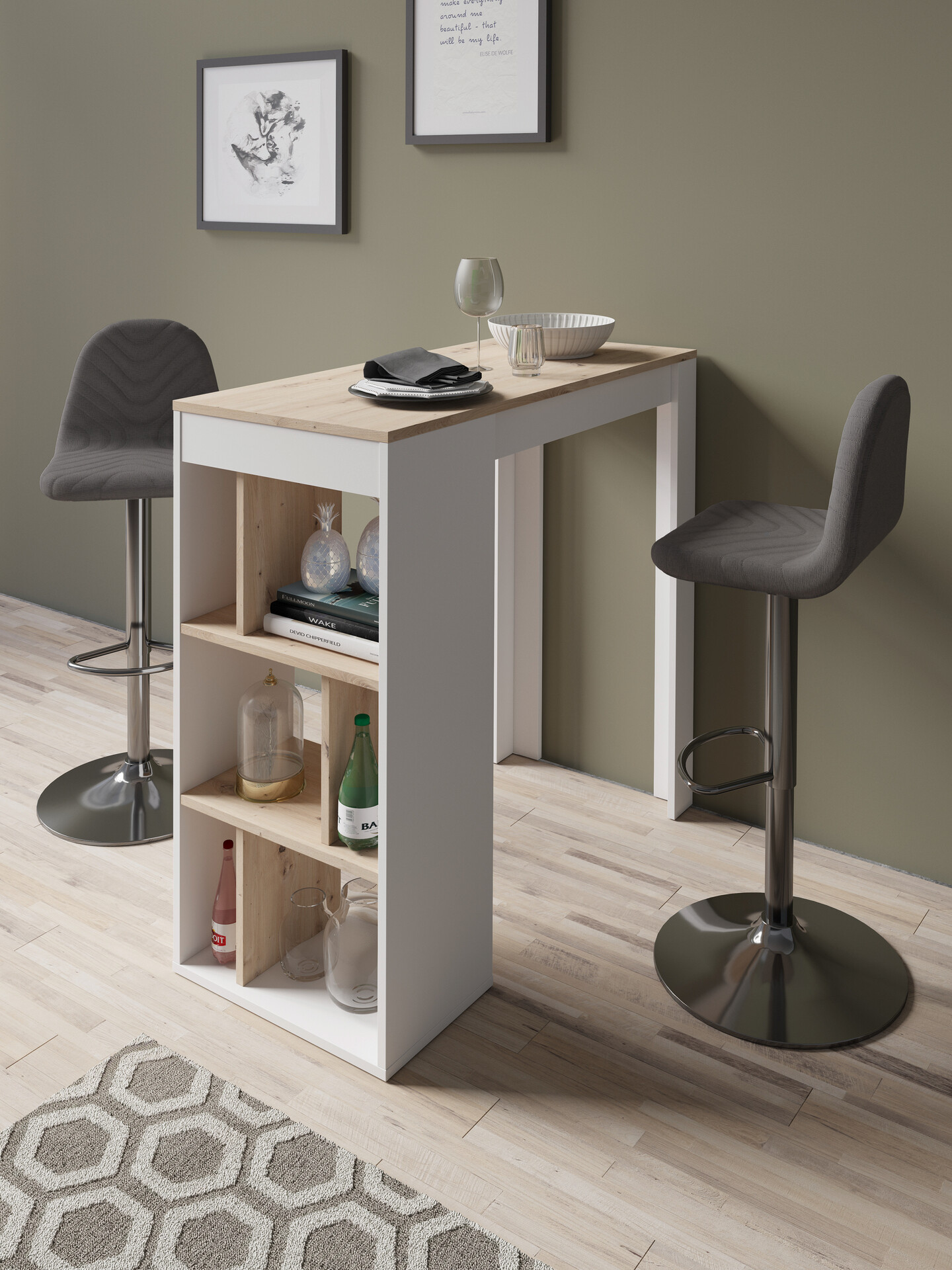 Barhocker CASINO 2er-Set anthrazit Chrom Webstoff Metall B/H/T: ca. 41x88x52,5 cm