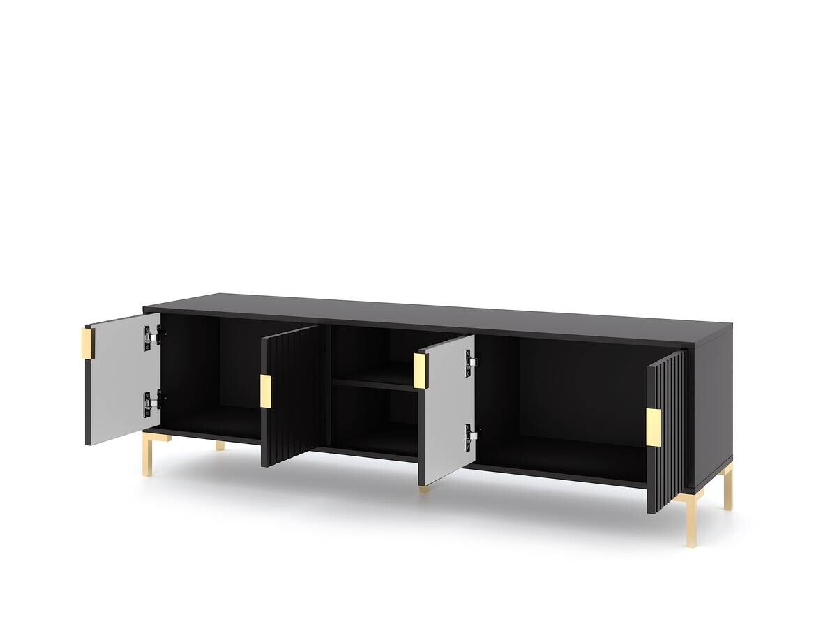 TV-Lowboard FLINN schwarz matt gold Optik B/H/T: ca. 165x50x40 cm