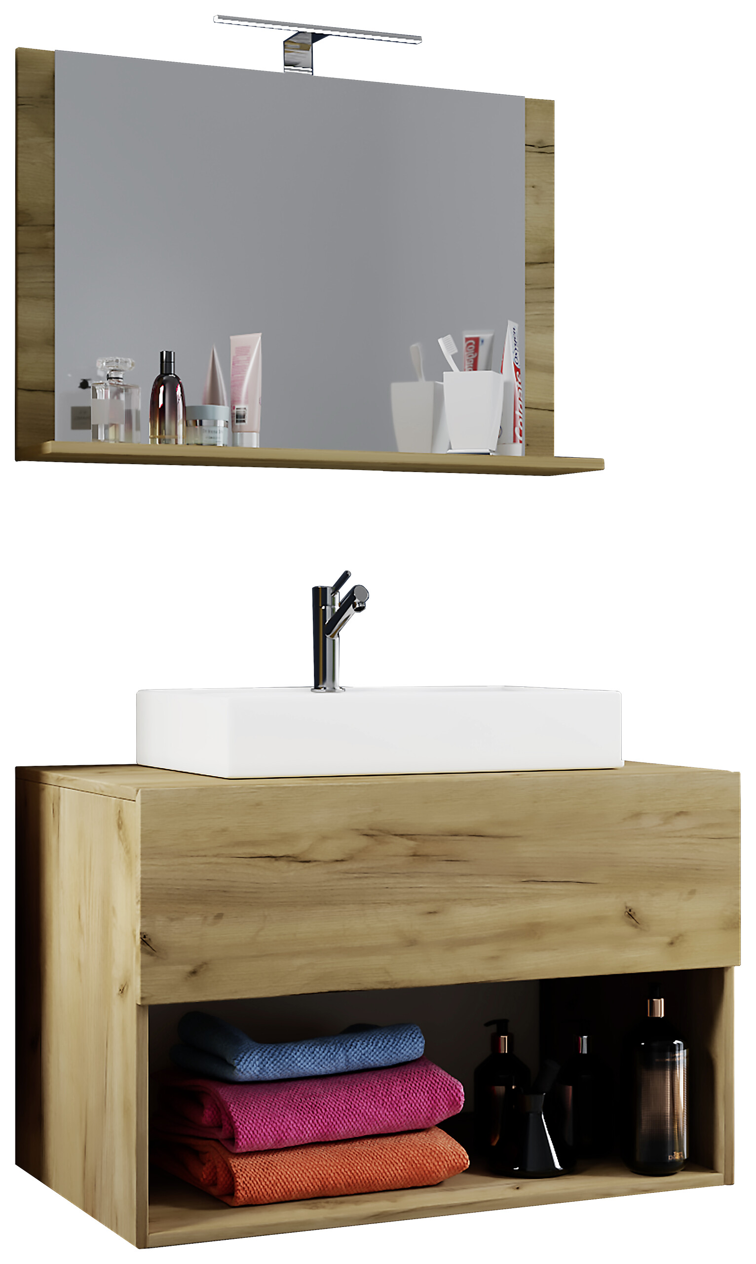 Waschplatz 3tlg-Lendas weiß Eiche Honig Nachbildung B/H/T: ca. 80x52x52 cm