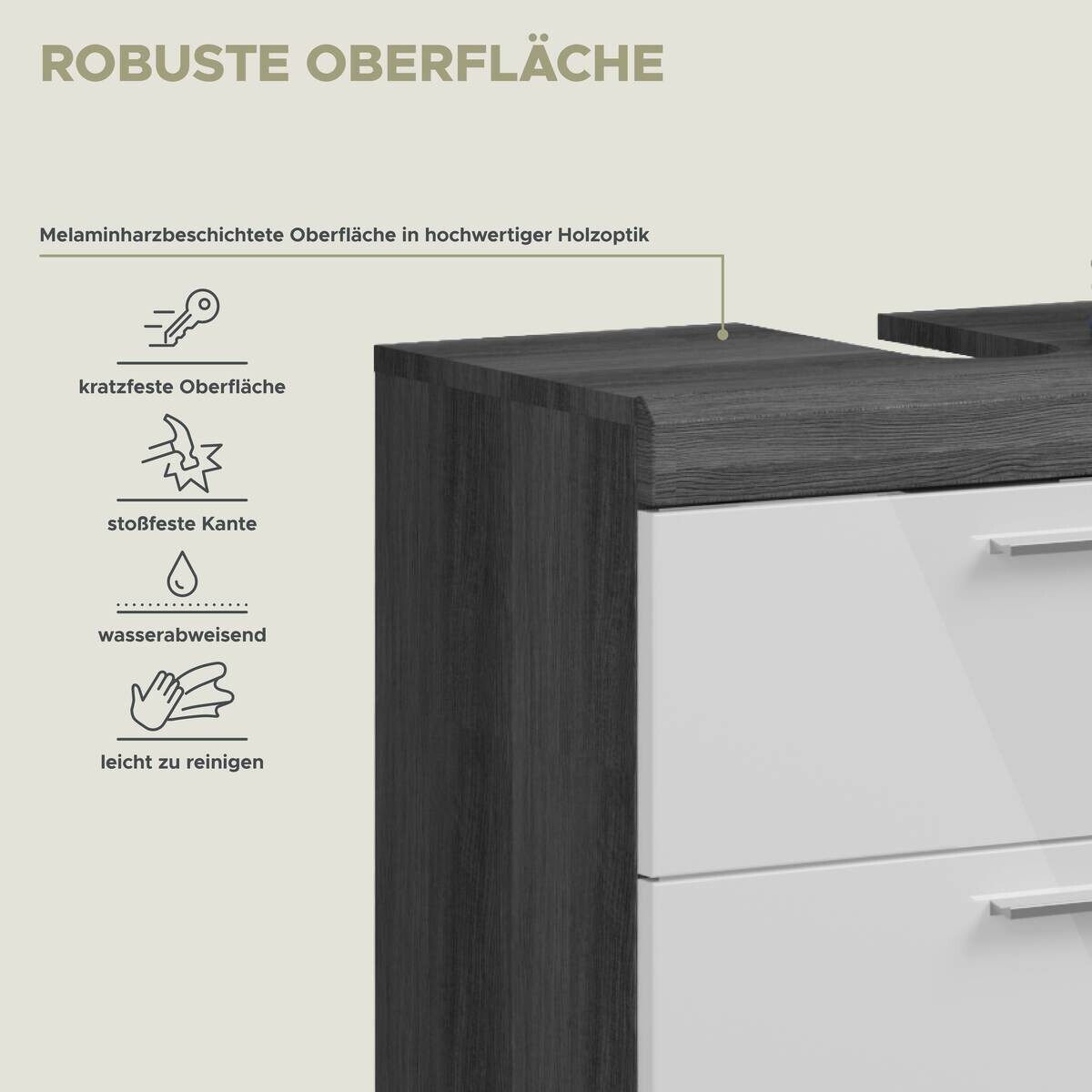 Badezimmer-Set Scout Rauchsilber Nachbildung weiß Hochglanz B/H/T: ca. 112x191x34 cm