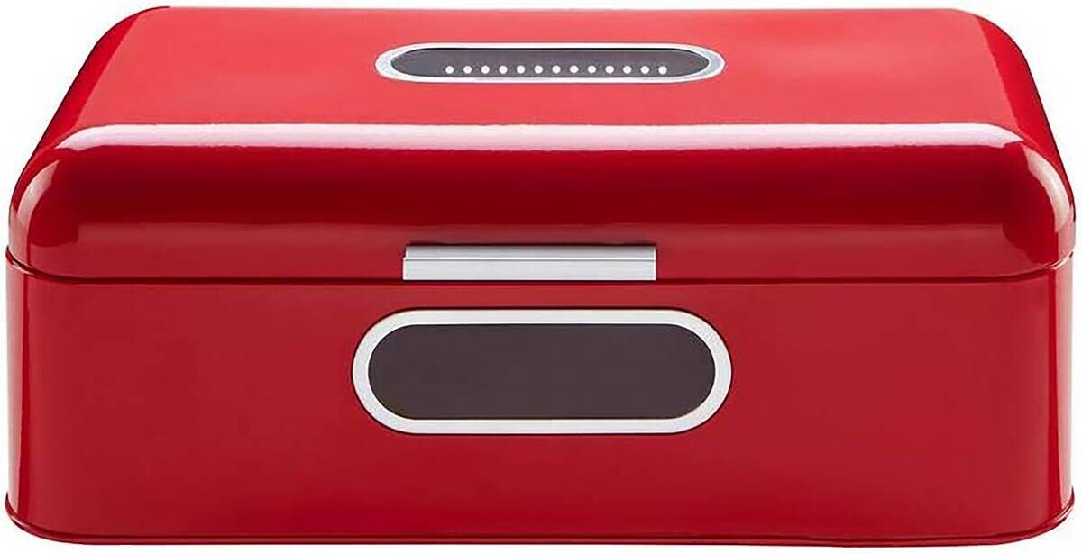 ECHTWERK Brotkasten Retro rot Metall B/H/L: ca. 23,8x17x42,5 cm