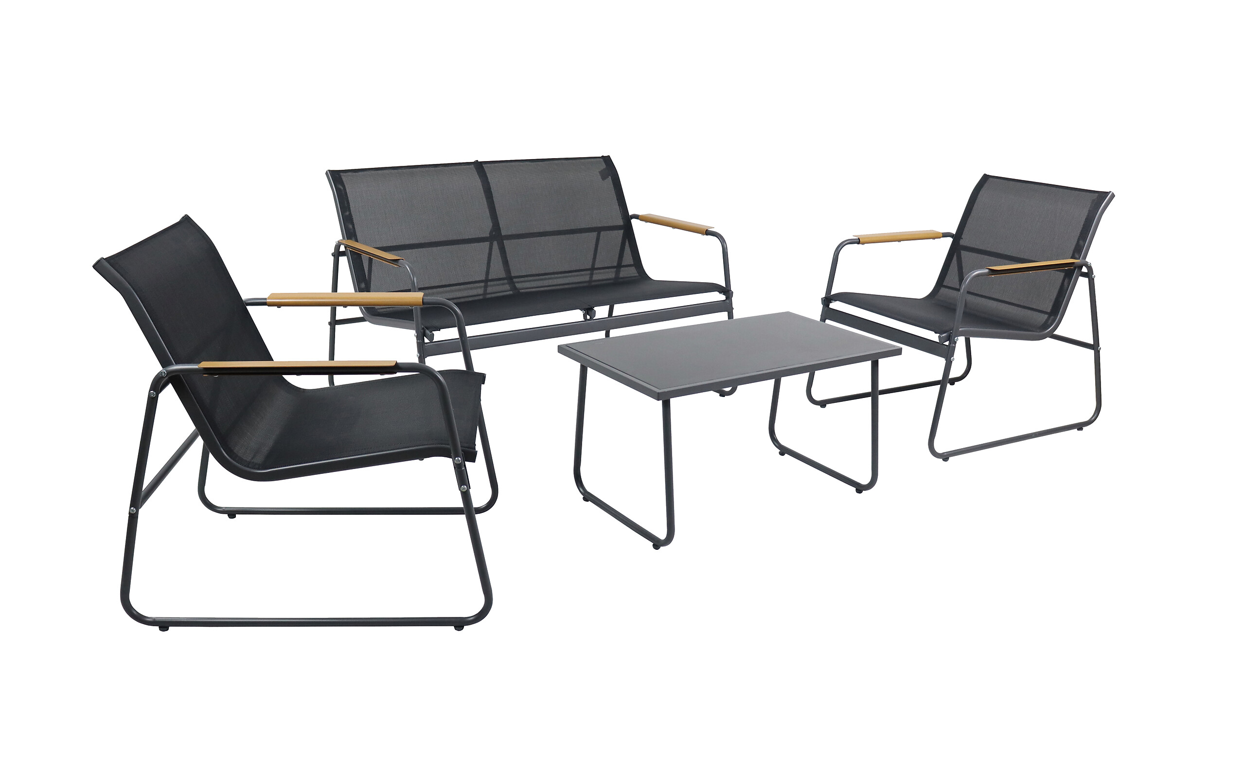 VCM Gartensitzgruppe Lexila schwarz Textilene B/H/L: ca. 110x76x74 cm