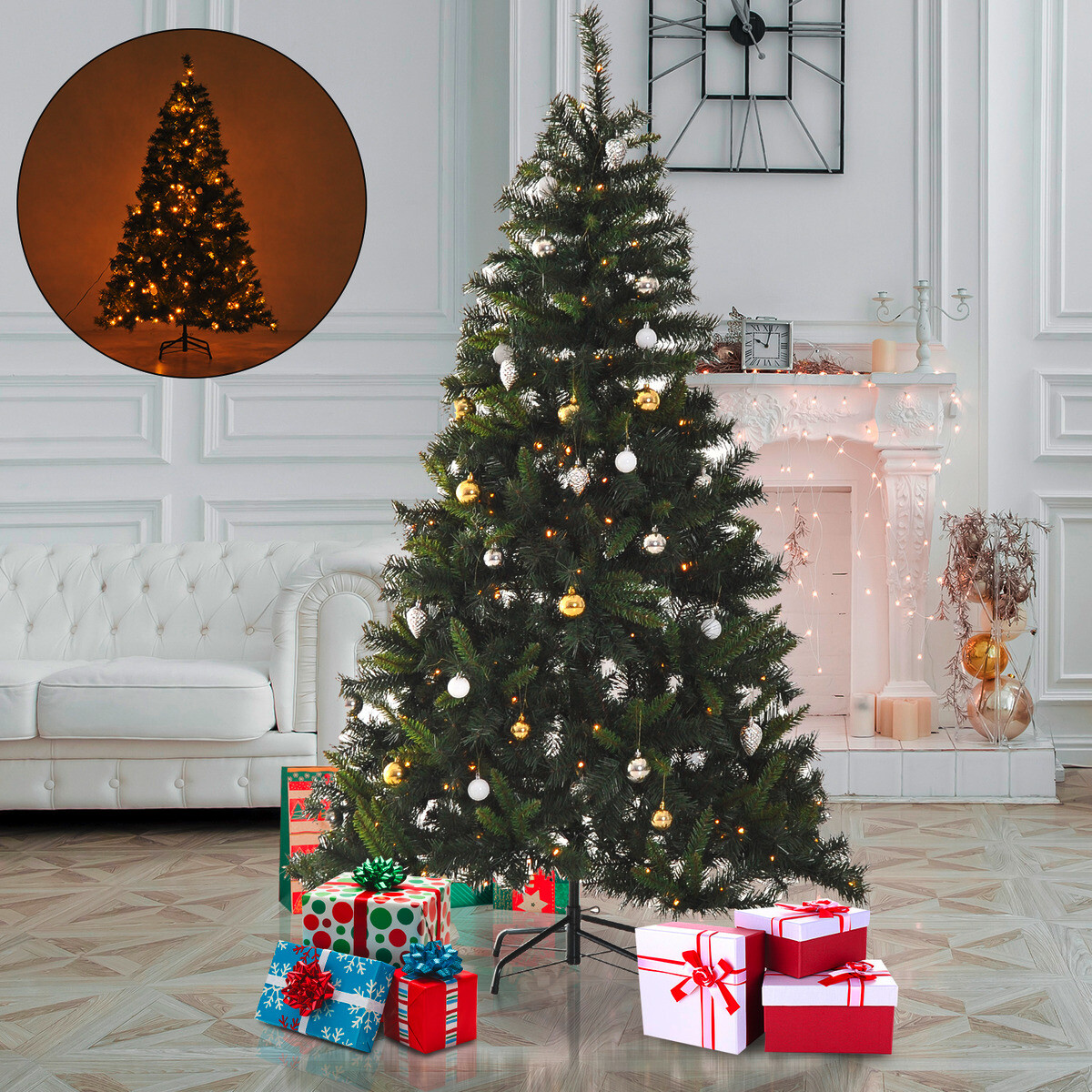 HOMCOM Tannenbaum grün Metall H/D: ca. 180x112 cm