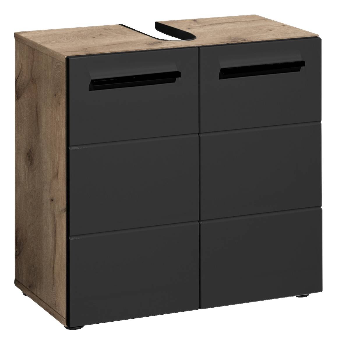 Waschbeckenunterschrank Vista Oak Eiche Viking Nachbildung schwarz matt B/H/T: ca. 60x62x31 cm Waschbeckenunterschrank Vista Oak Eiche Viking Nachbildung schwarz matt B/H/T: ca. 60x62x31 cm