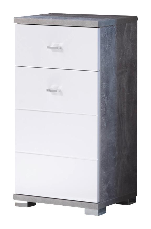 Badkommode Pool Beton Optik weiß Hochglanz B/H/T: ca. 38x73x30 cm