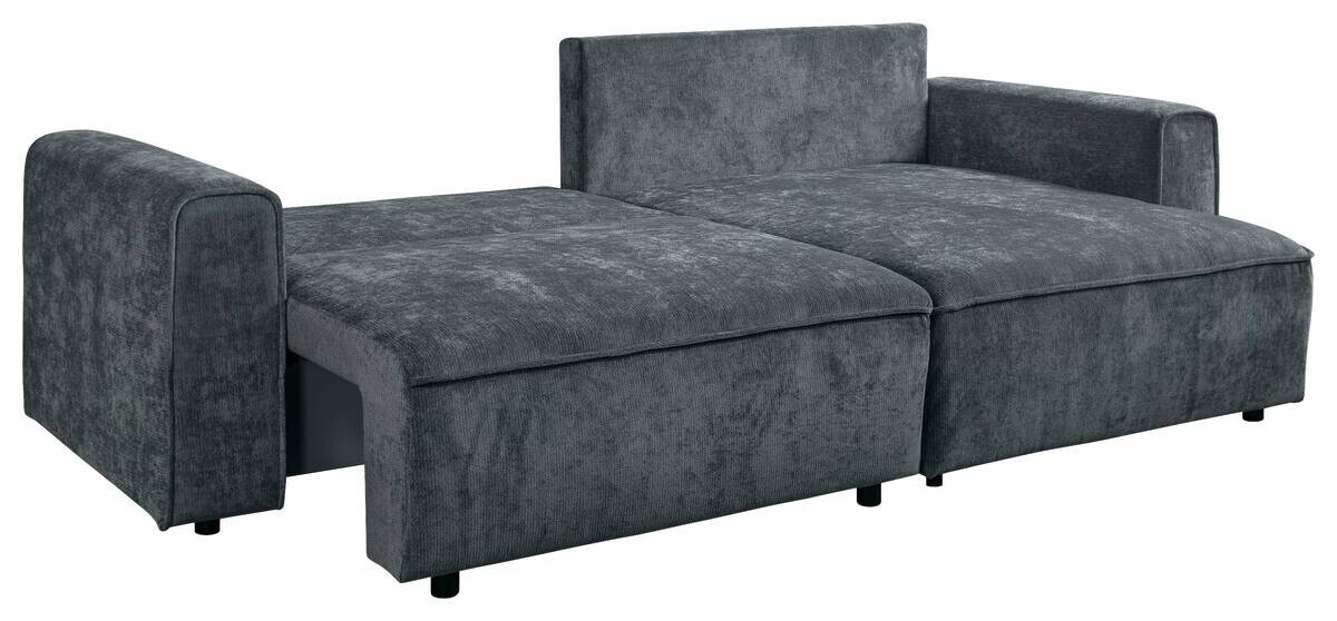 Ecksofa mit Bettfunktion und Bettkasten dunkelgrau Microfaser B/T: ca. 269x147 cm
