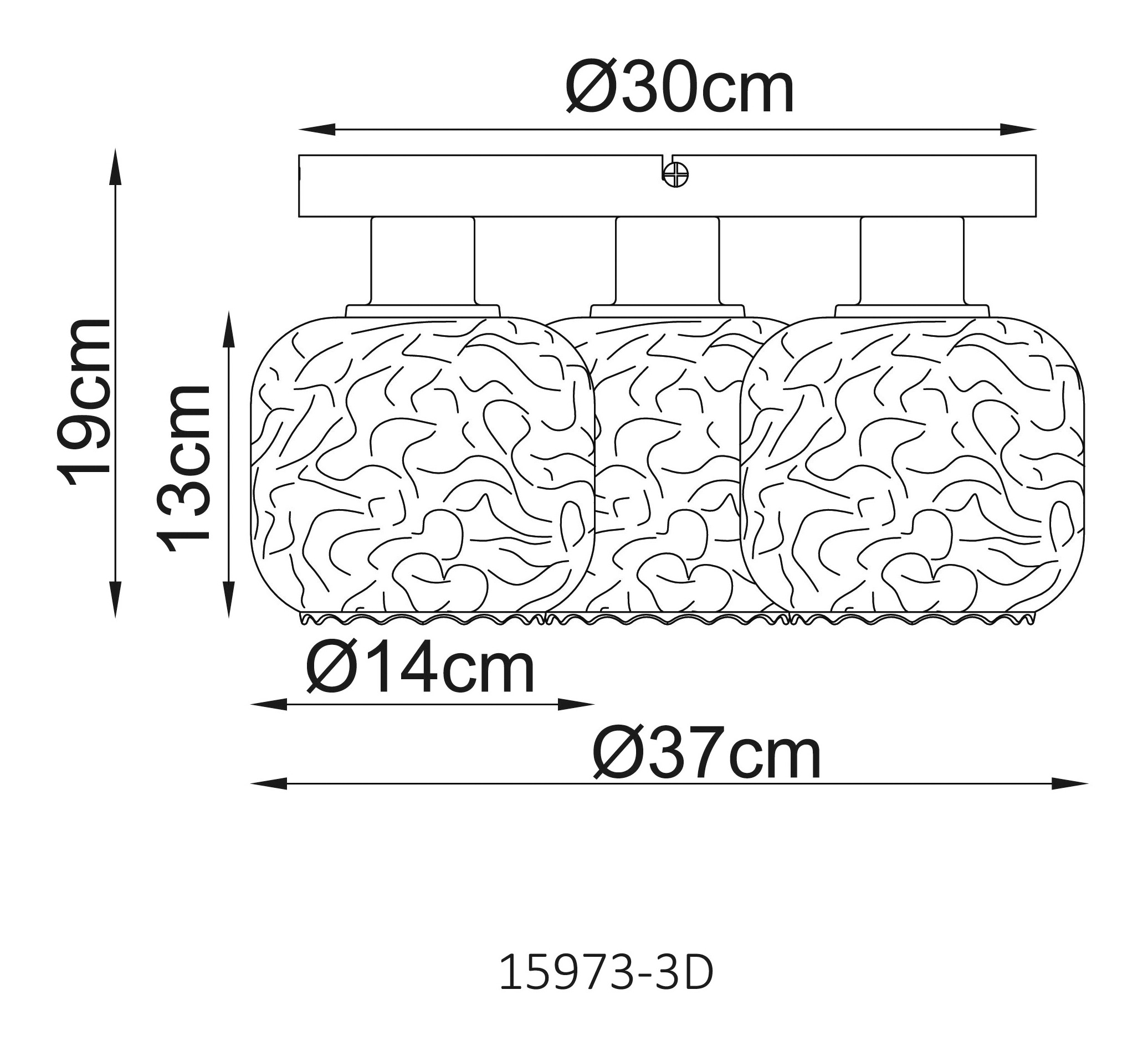 GLOBO Deckenleuchte Rauch beige Glas Metall B/H/L: ca. 34x27,5x34 cm 3 Brennstellen