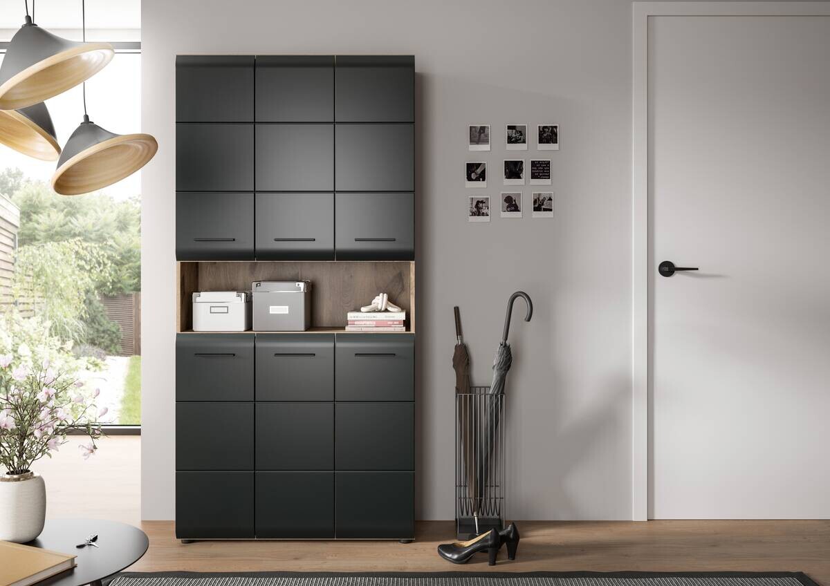 Mehrzweckschrank Ice Nox Oak Nachbildung schwarz matt B/H/T: ca. 90x185x30 cm