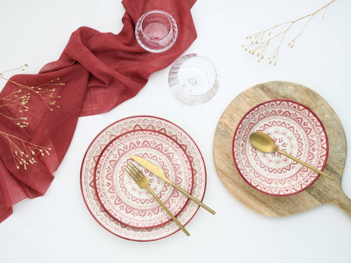 CreaTable Tafelservice Mexico rot Steingut 18 tlg.