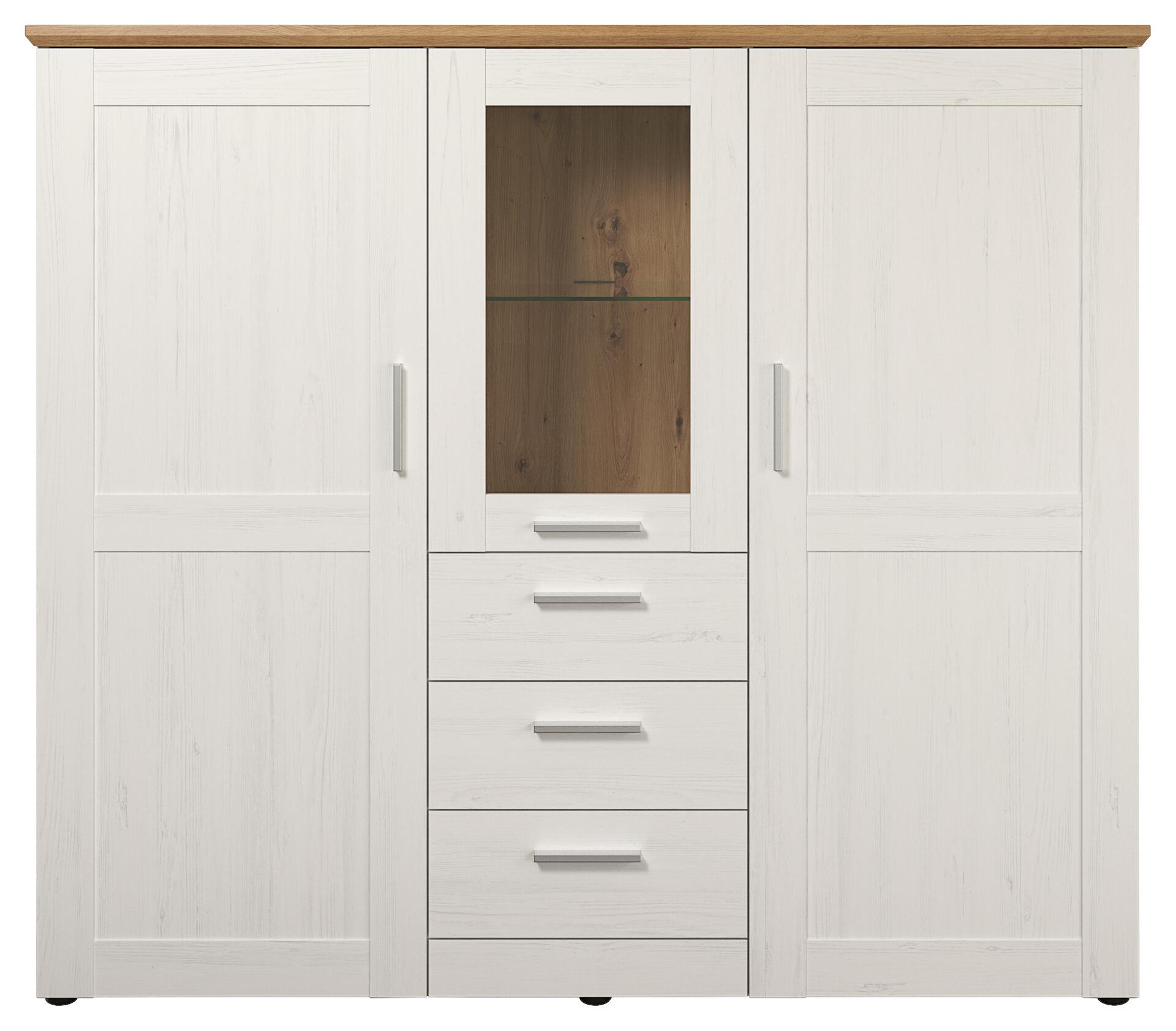 Highboard Shade weiß Pinie Nachbildung Eiche Artisan Nachbildung B/H/T: ca. 159x140x41 cm