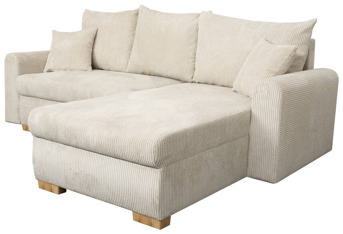 Ecksofa mit Bettfunktion und Bettkasten beige B/H/T: ca. 224,5x90x168 cm Ecksofa mit Bettfunktion und Bettkasten beige B/H/T: ca. 224,5x90x168 cm