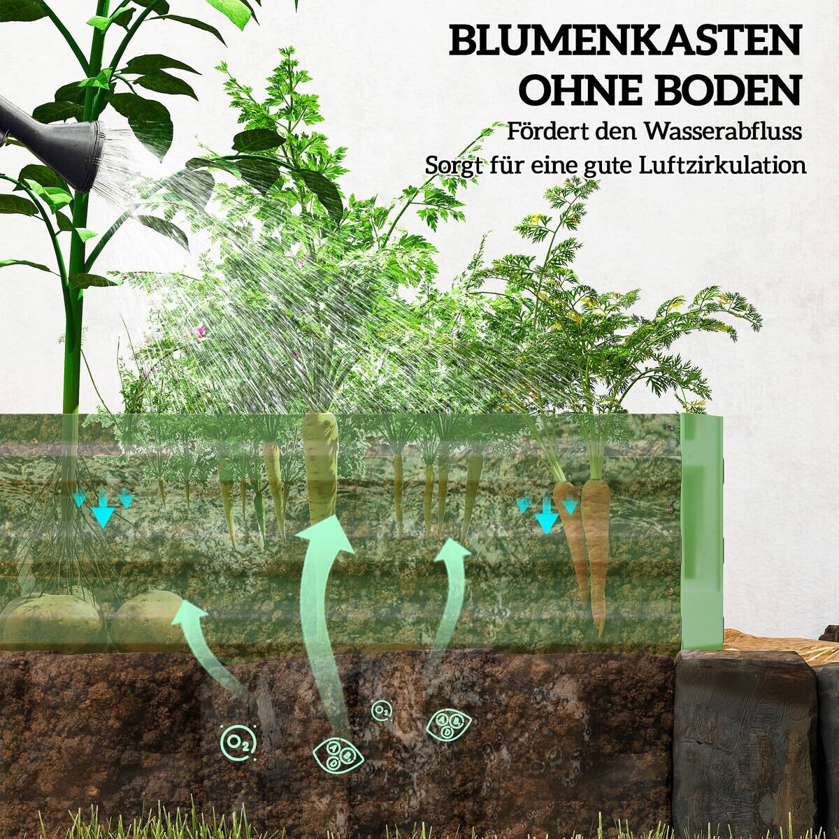 Outsunny Hochbeet grün Stahl B/H/L: ca. 90,5x30x241 cm