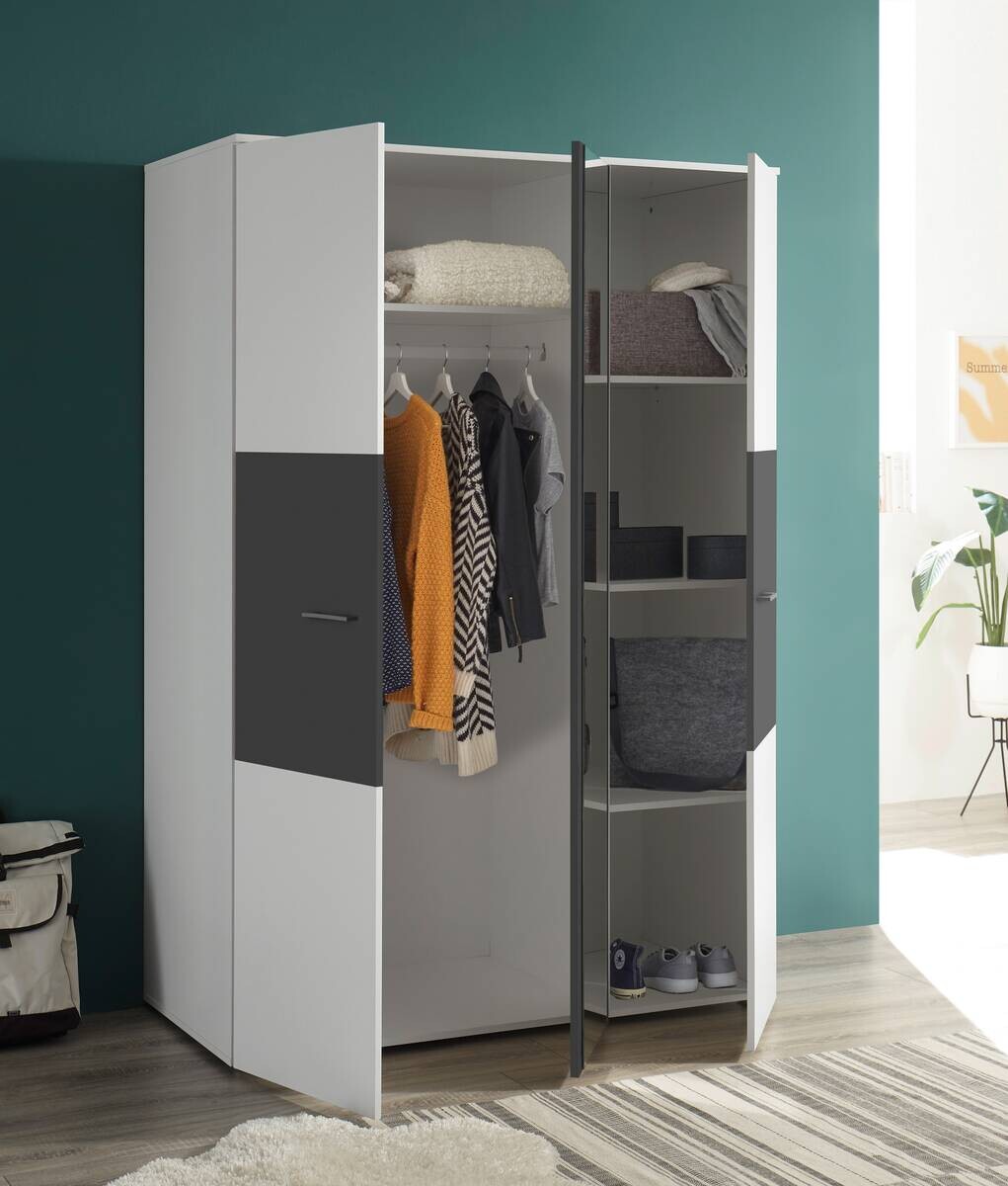 Kleiderschrank Alex weiß Graphit B/H/T: ca. 135x195x60 cm