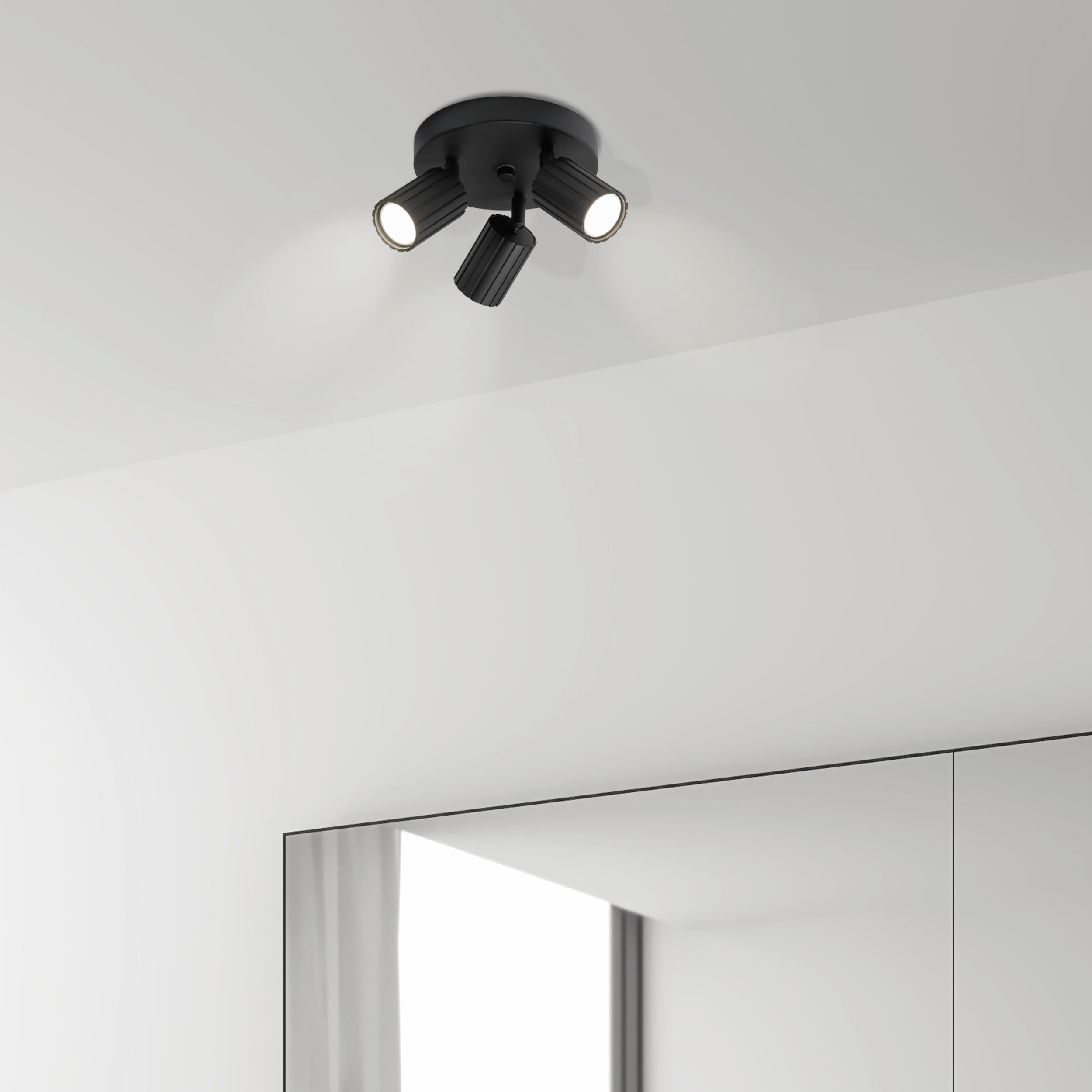 Lamkur Strahler Prisma schwarz Stahl B/H/L: ca. 18x19,5x18 cm 3 Brennstellen