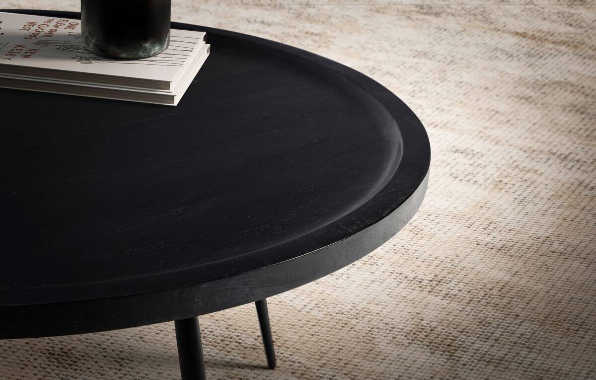 Wohnling Couchtisch schwarz Mango Eisen H/D: ca. 38x75 cm