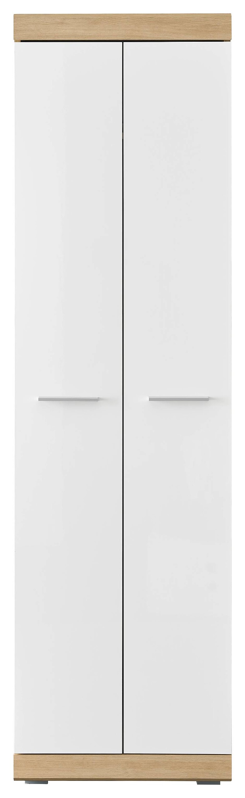 Garderobenschrank Nola Eiche Artisan Nachbildung weiß Hochglanz B/H/T: ca. 55x195x38 cm