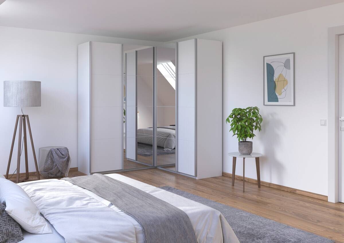 Schwebetürenschrank Quadra Alpinweiß B/H/T: ca. 187x229x181 cm