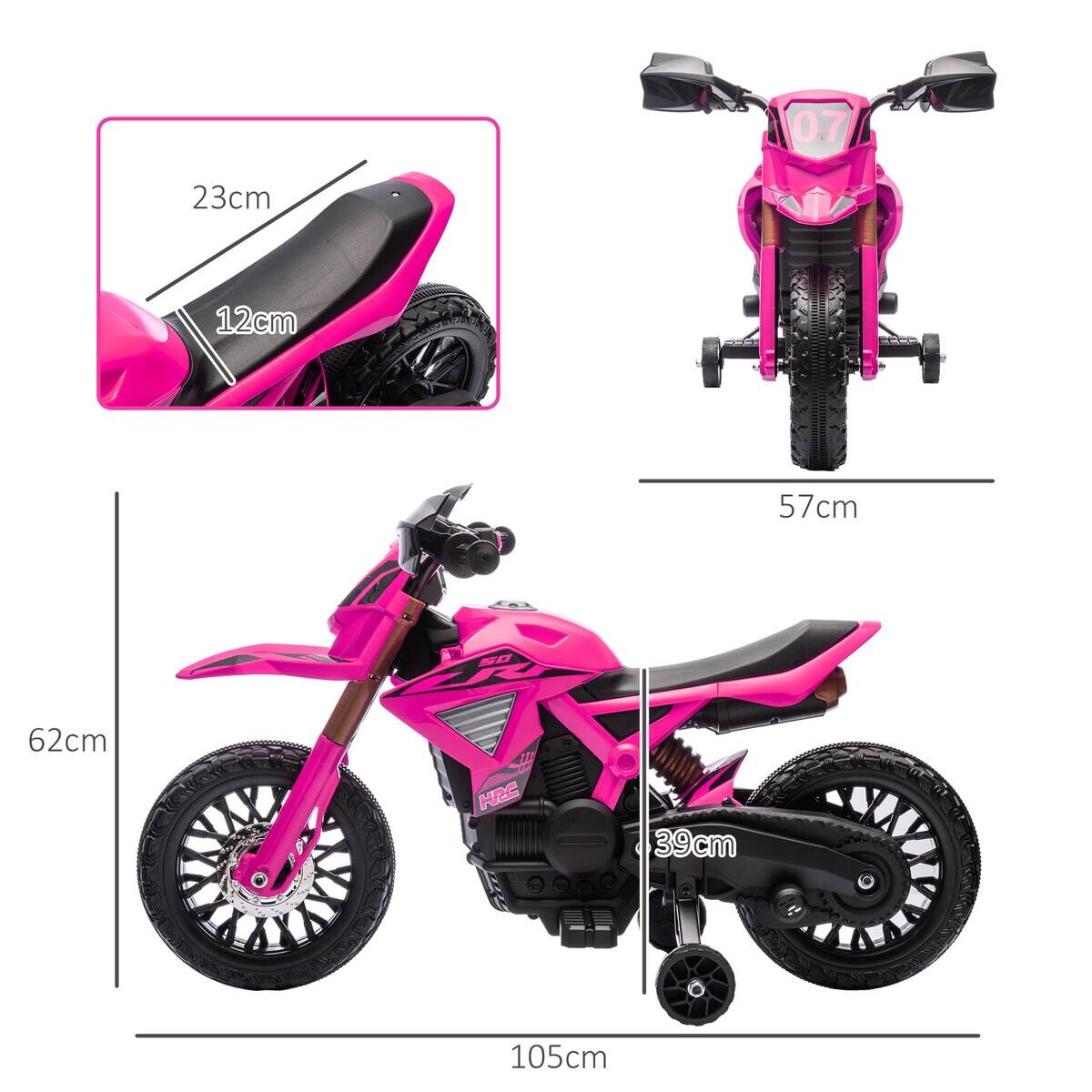 AIYAPLAY Kindermotorrad rosa B/H/L: ca. 57x62x105 cm