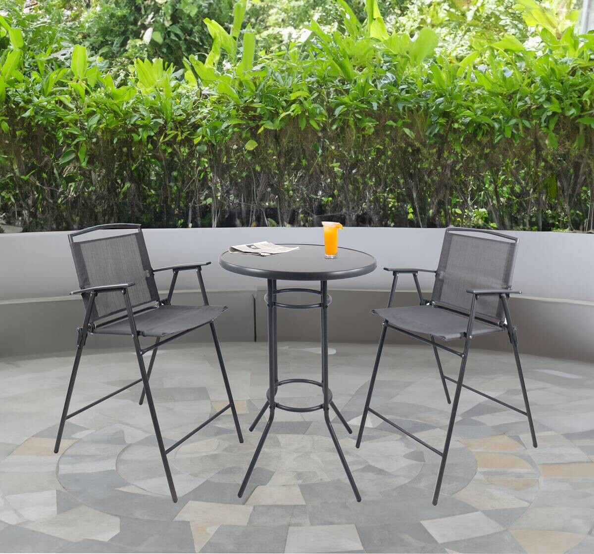 VCM Gartensitzgruppe Garlos anthrazit Stahl B/H/L: ca. 70x108x70 cm