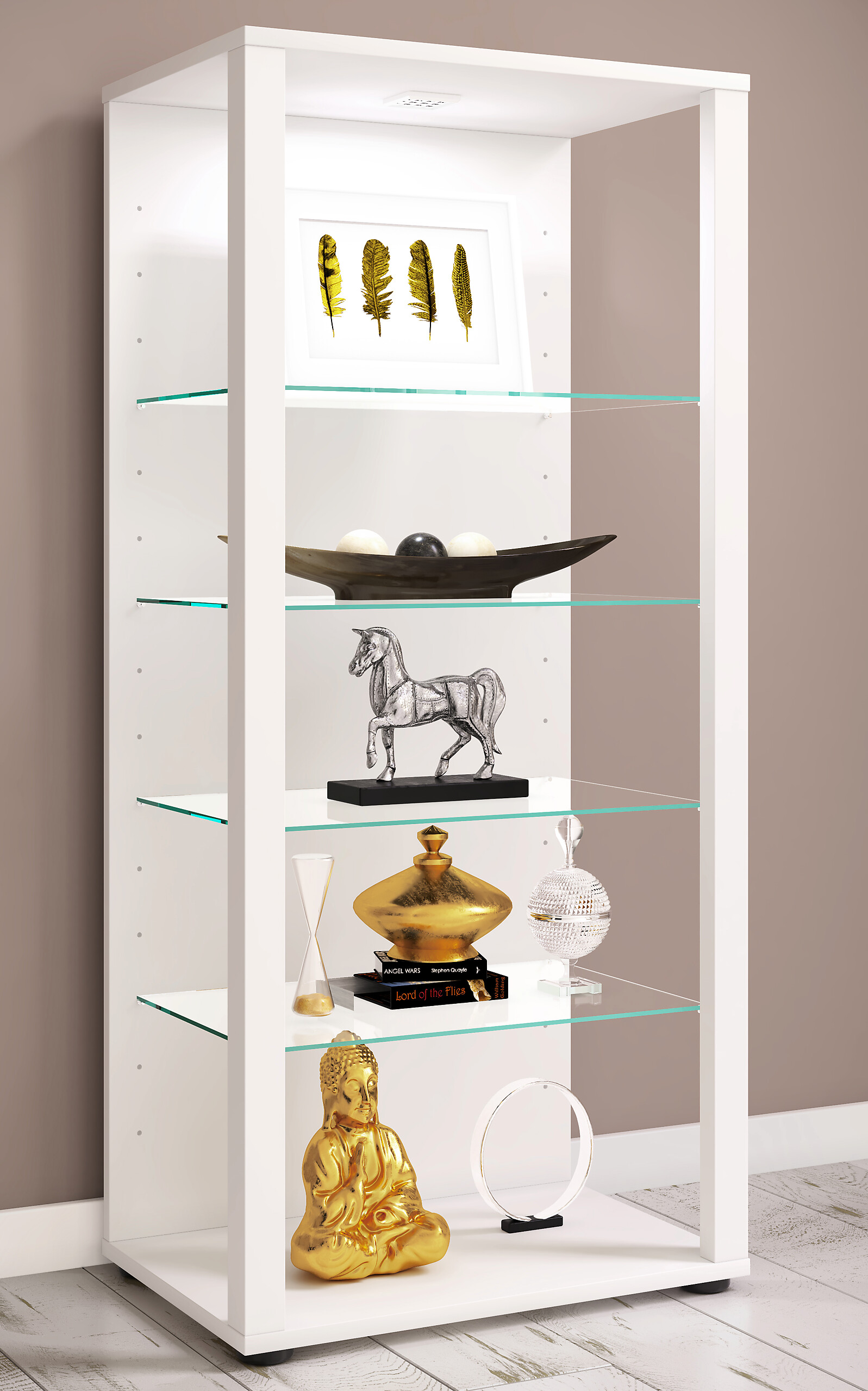 Standvitrine Glasol weiß Holzwerkstoff Glas B/H/T: ca. 52x115x35 cm