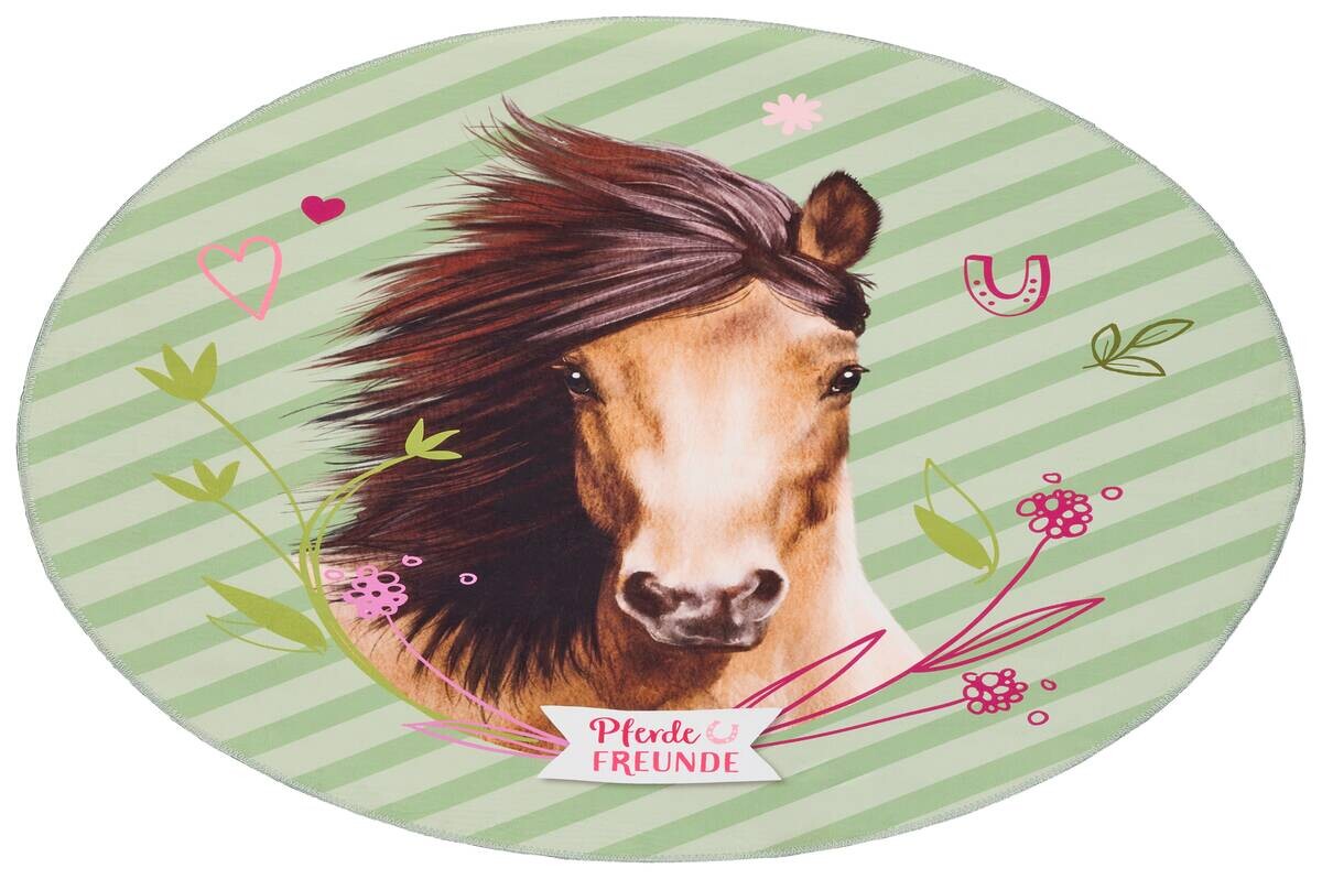 Pferde Freunde Kinderteppich grün D: ca. 100 cm