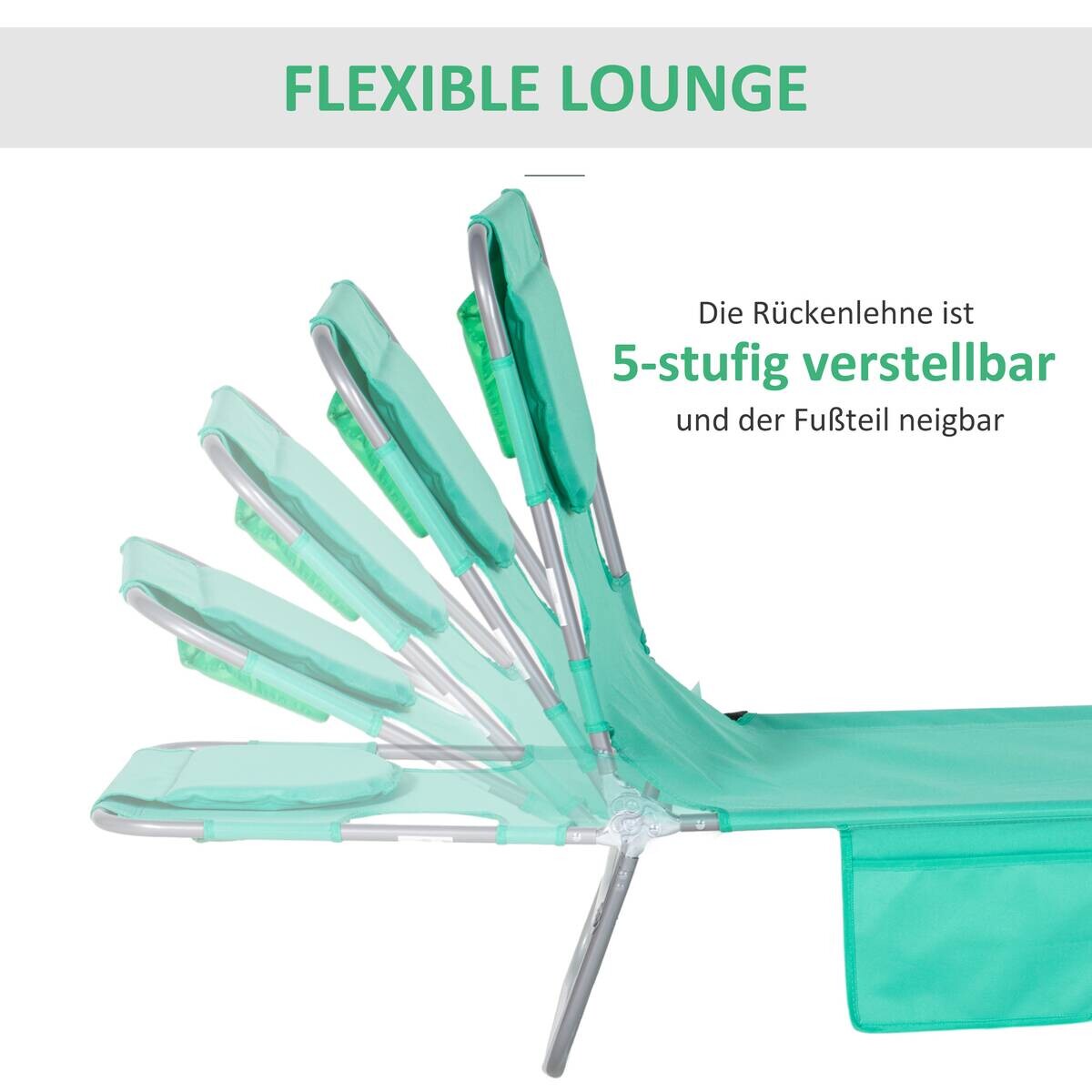 Outsunny Sonnenliege grün Polyester B/H/L: ca. 55x29x185 cm