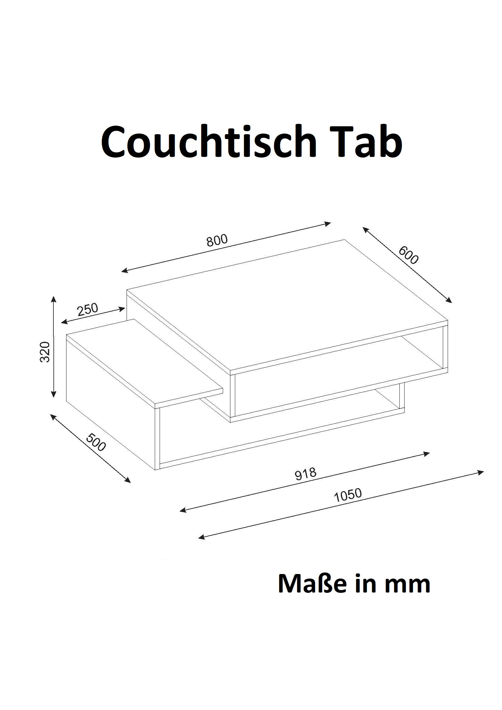 Couchtisch Tab weiß B/H/T: ca. 105x32x60 cm