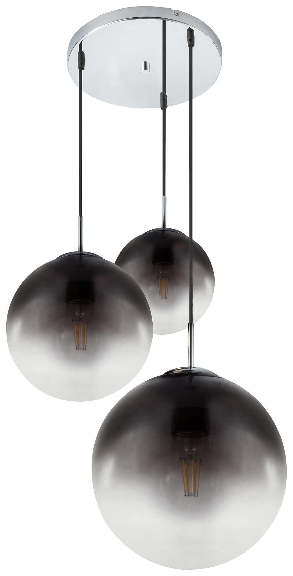 GLOBO Pendelleuchte Varus Chrom Rauchglas H/D: ca. 120x51 cm E27 3 Brennstellen