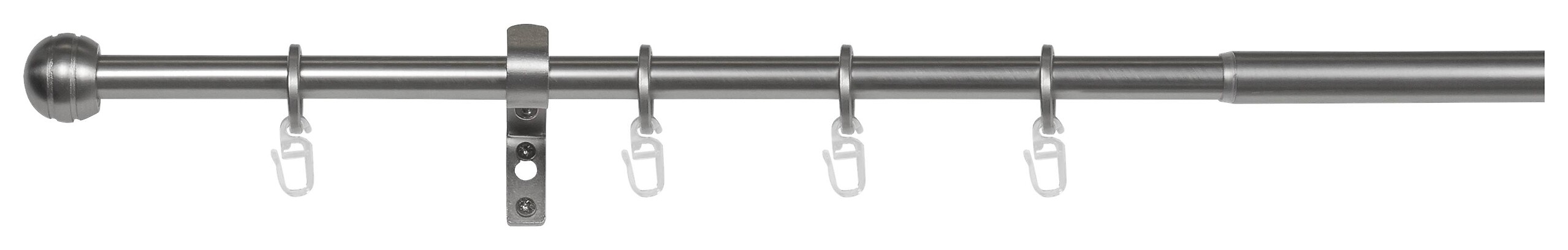 Gardinenstange Edelstahloptik Metall ausziehbar von ca. 120 bis 210 cm 1.0 Läufe