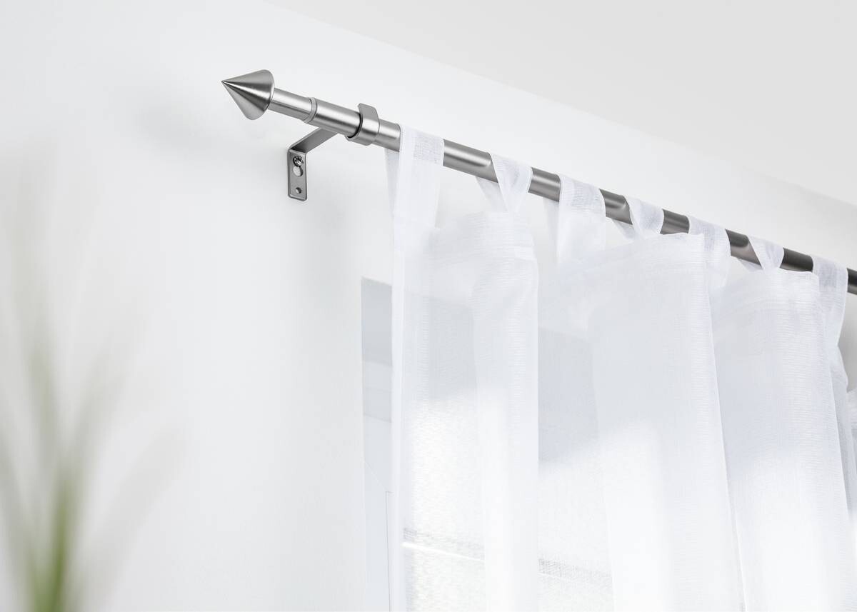 LICHTBLICK Gardinenstange Kegel Chrom Metall D: ca. 2 cm ausziehbar von ca. 130 bis 240 cm 1.0 Läufe