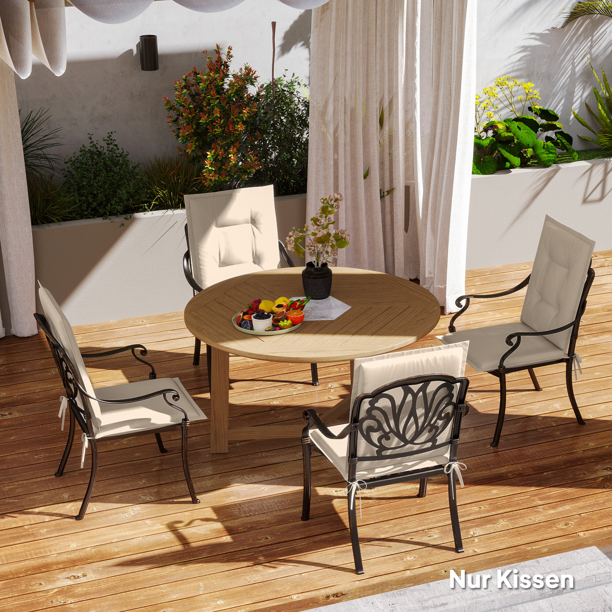 Outsunny Sitzkissen 4er Set beige Polyester B/H/L: ca. 50x5x108 cm