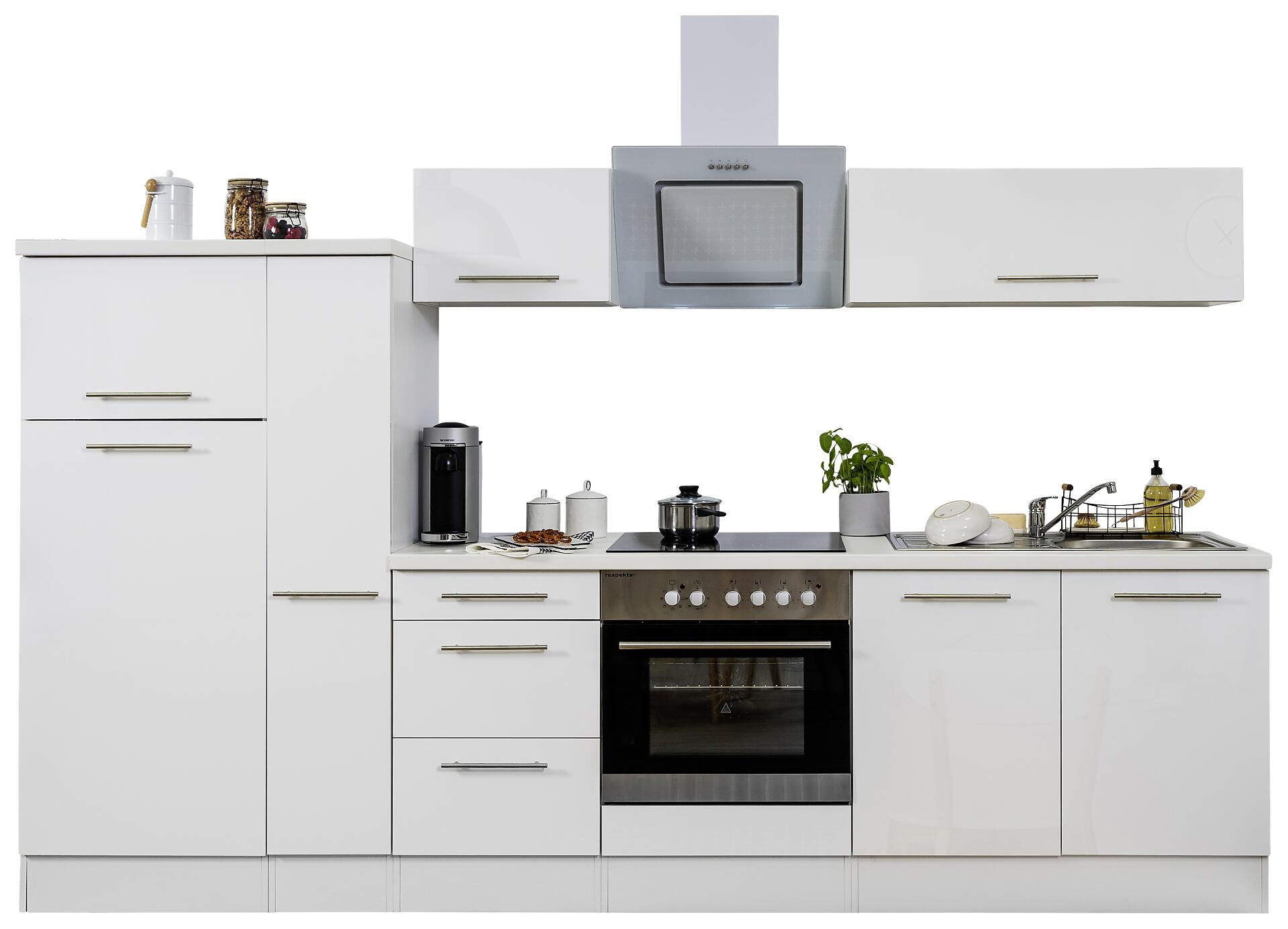 Respekta Küchenblock Amanda weiß Hochglanz B/H/T: ca. 300x200x60 cm