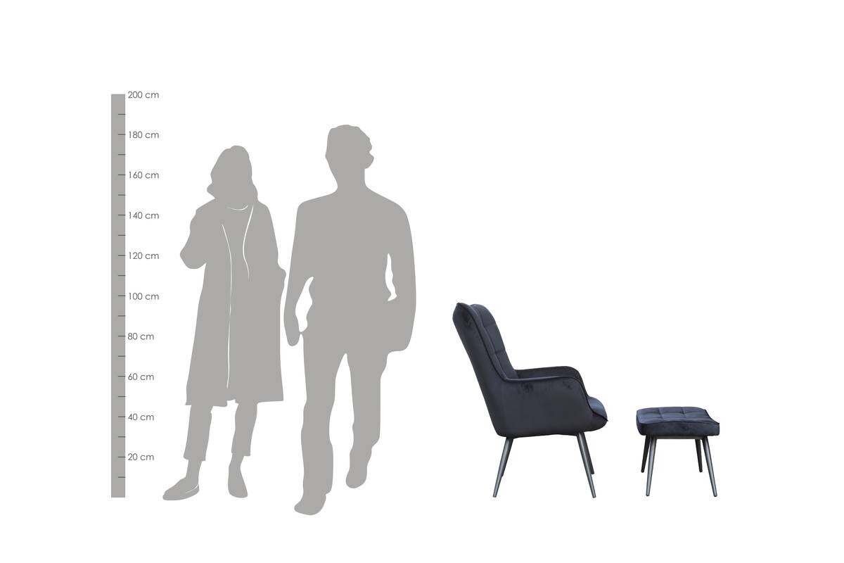 byLIVING Sessel UTA schwarz schwarz Stoff Metall B/H/T: ca. 72x97x80 cm