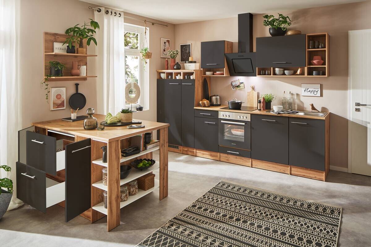 Respekta Winkelküche Hilde grau matt B/H/T: ca. 280x205x60 cm