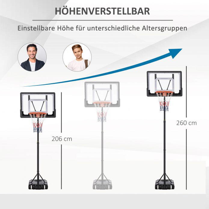 HOMCOM Basketballkorb schwarz B/H/L: ca. 83x260x75 cm