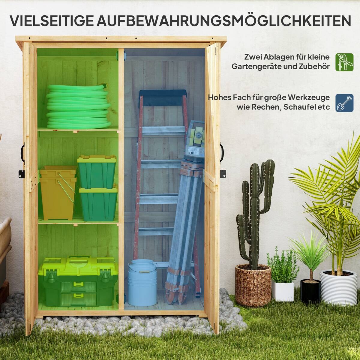 Outsunny Gartenschrank Holzoptik Holz B/H/L: ca. 57x167x116,5 cm