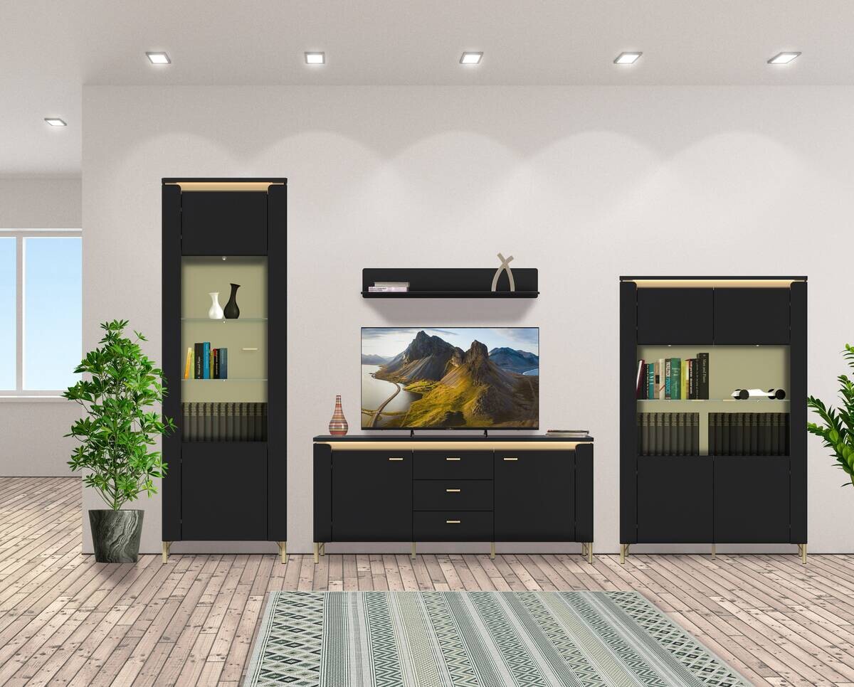 Wandregal Norica schwarz matt B/H/T: ca. 140x24x22 cm