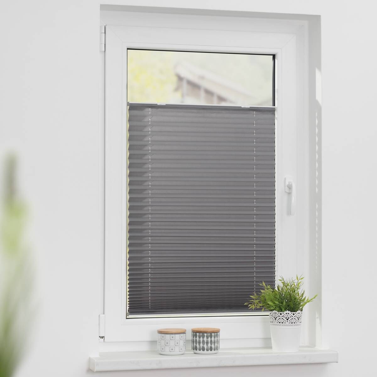 LICHTBLICK Spannplissee grau B/L: ca. 55x130 cm