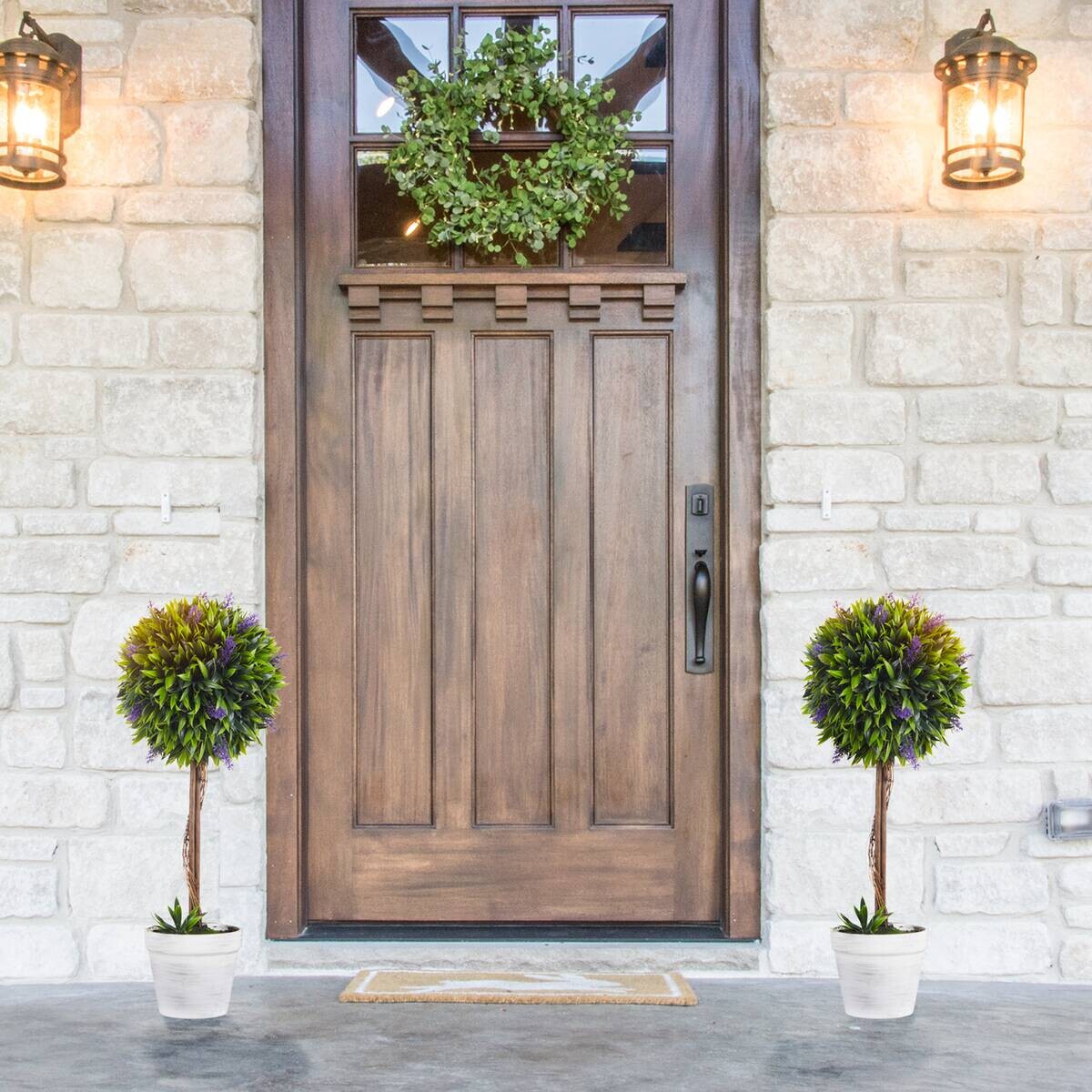 HOMCOM Kunstpflanze grün Edelstahl B/H/L: ca. 24x24x60 cm