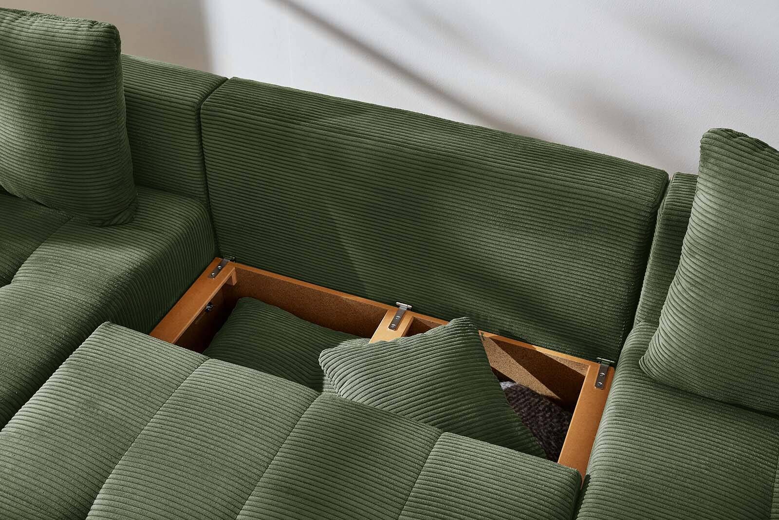 Wohnlandschaft grün Microfaser B/H/T: ca. 313x92x200 cm