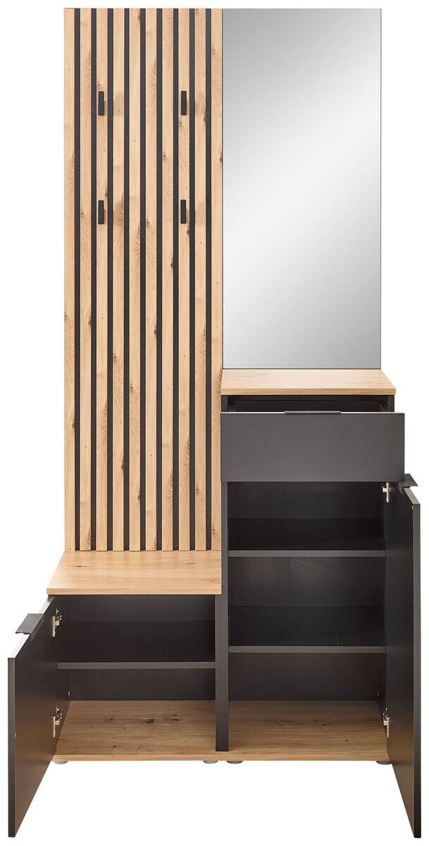 Garderobe Simple anthrazit Eiche Artisan Nachbildung B/H/T: ca. 88x195x35 cm