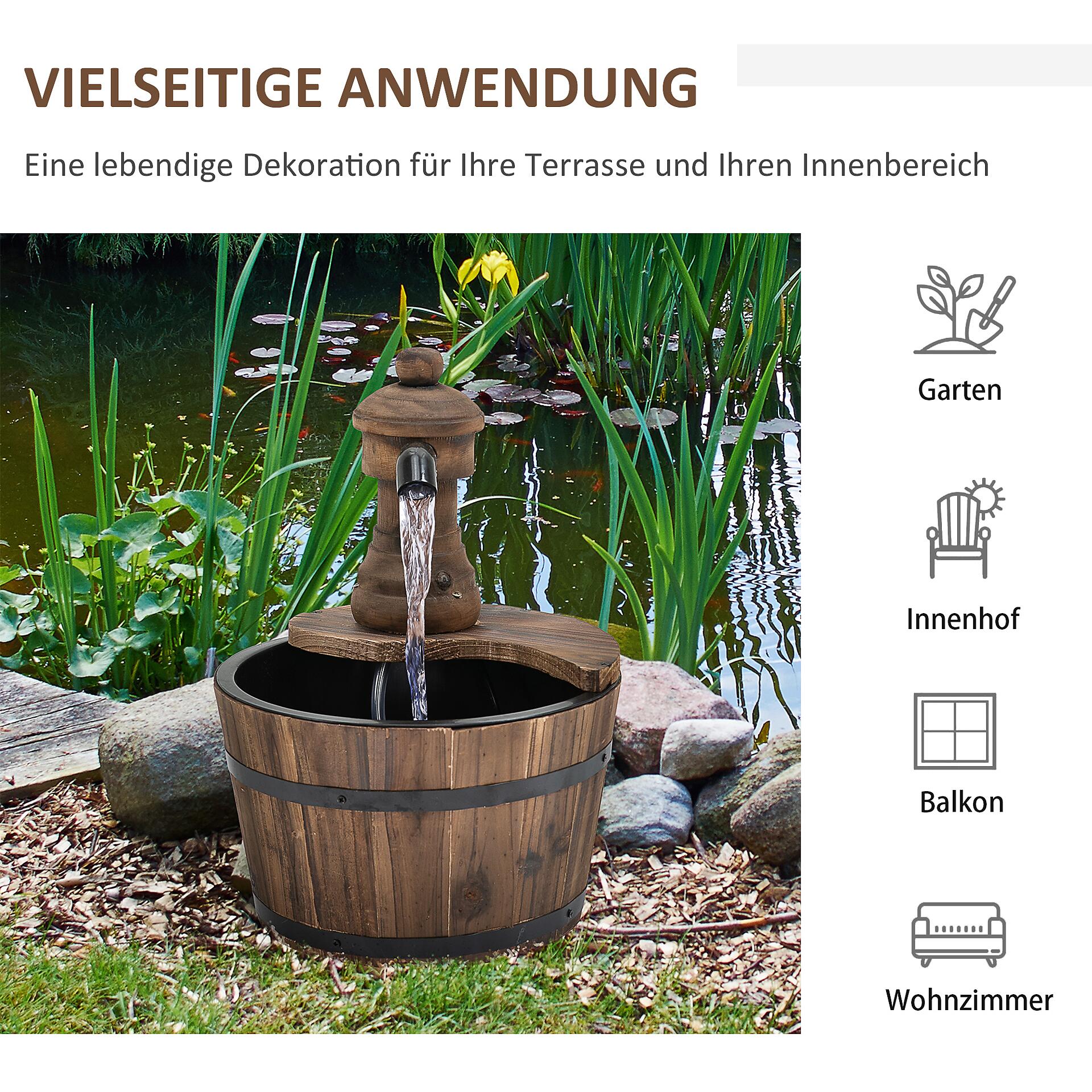 Outsunny Gartenbrunnen natur B/H/L/D: ca. 27x37x27x27 cm