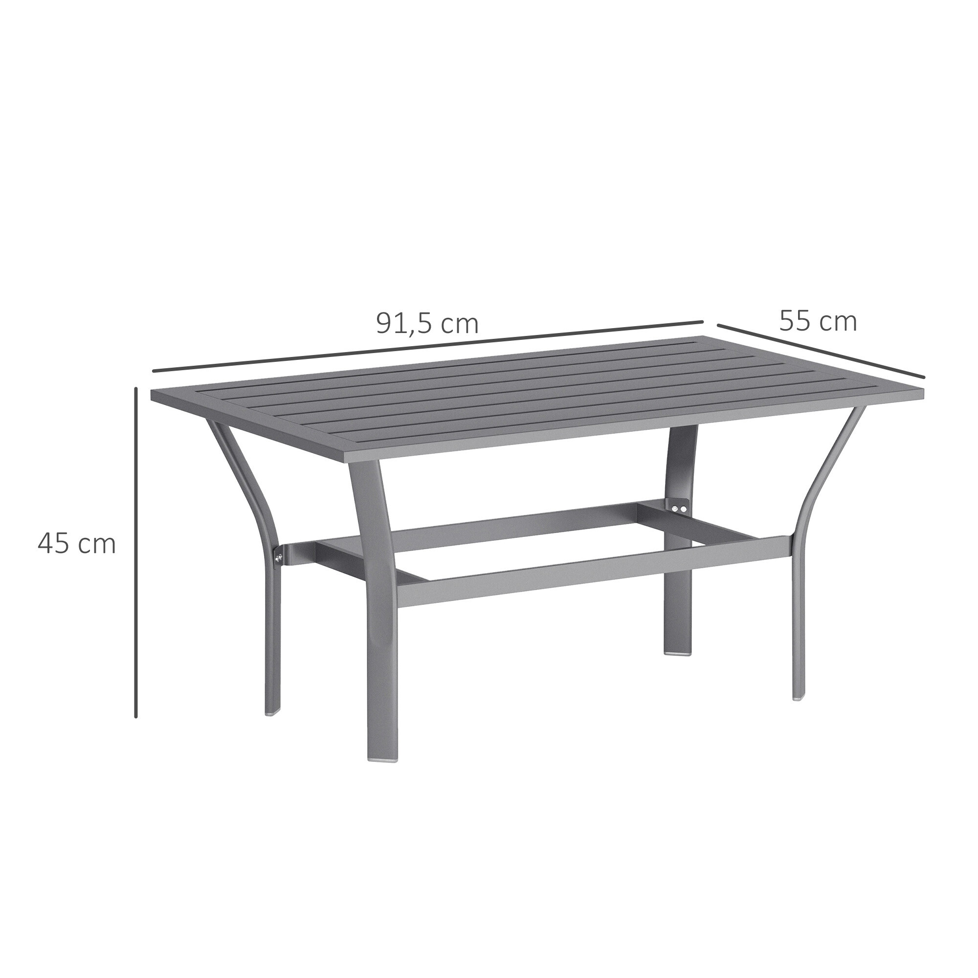Outsunny Beistelltisch dunkelgrau Metall B/H/L: ca. 55x45x91,5 cm
