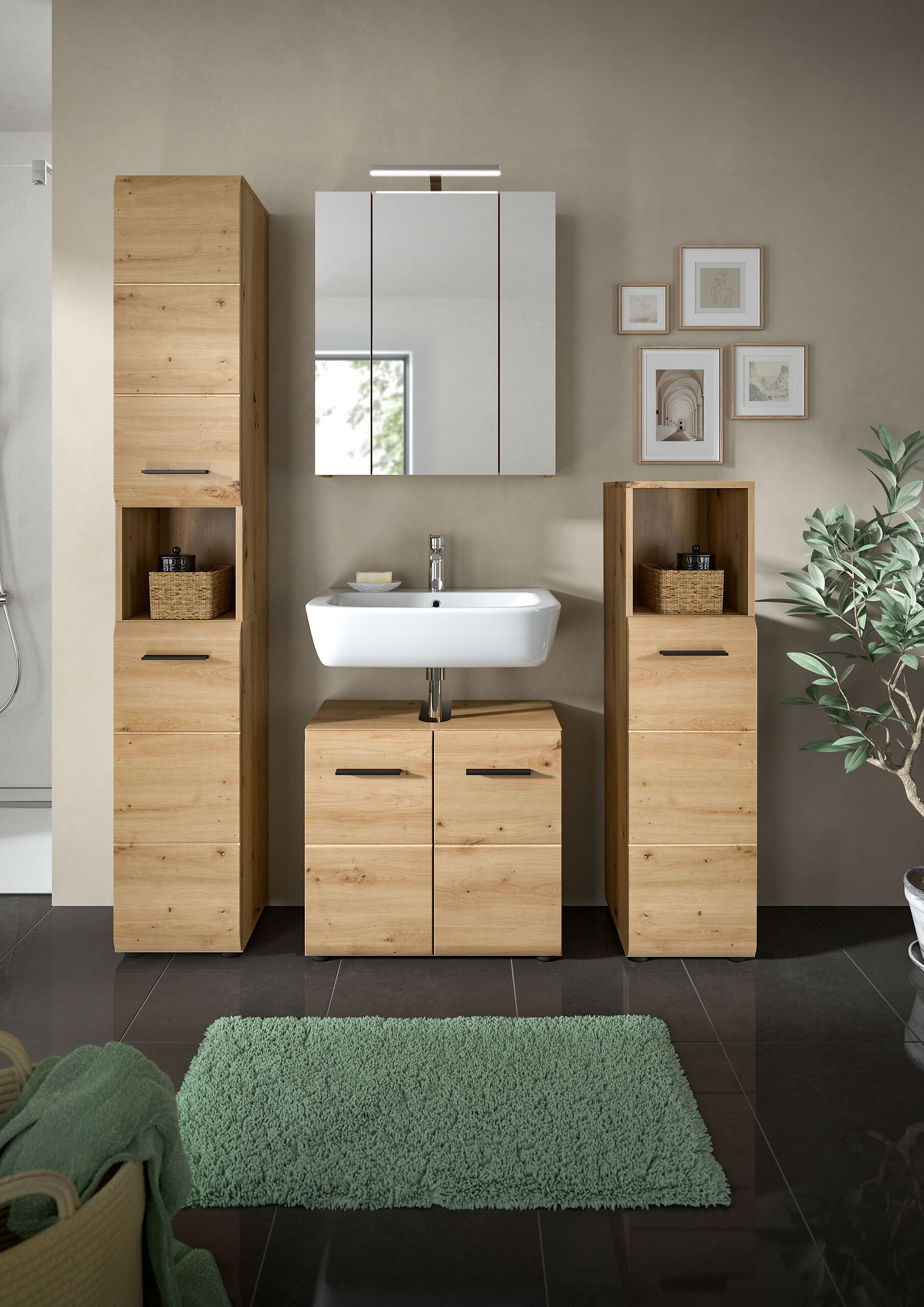 Badezimmer-Set Ice Artisan Oak Nachbildung B/H/T: ca. 150x185x46 cm