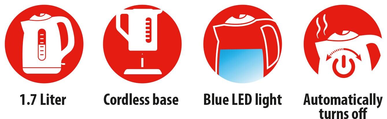 alpina Glaswasserkocher schwarz Glas Edelstahl ca. 1,7 l