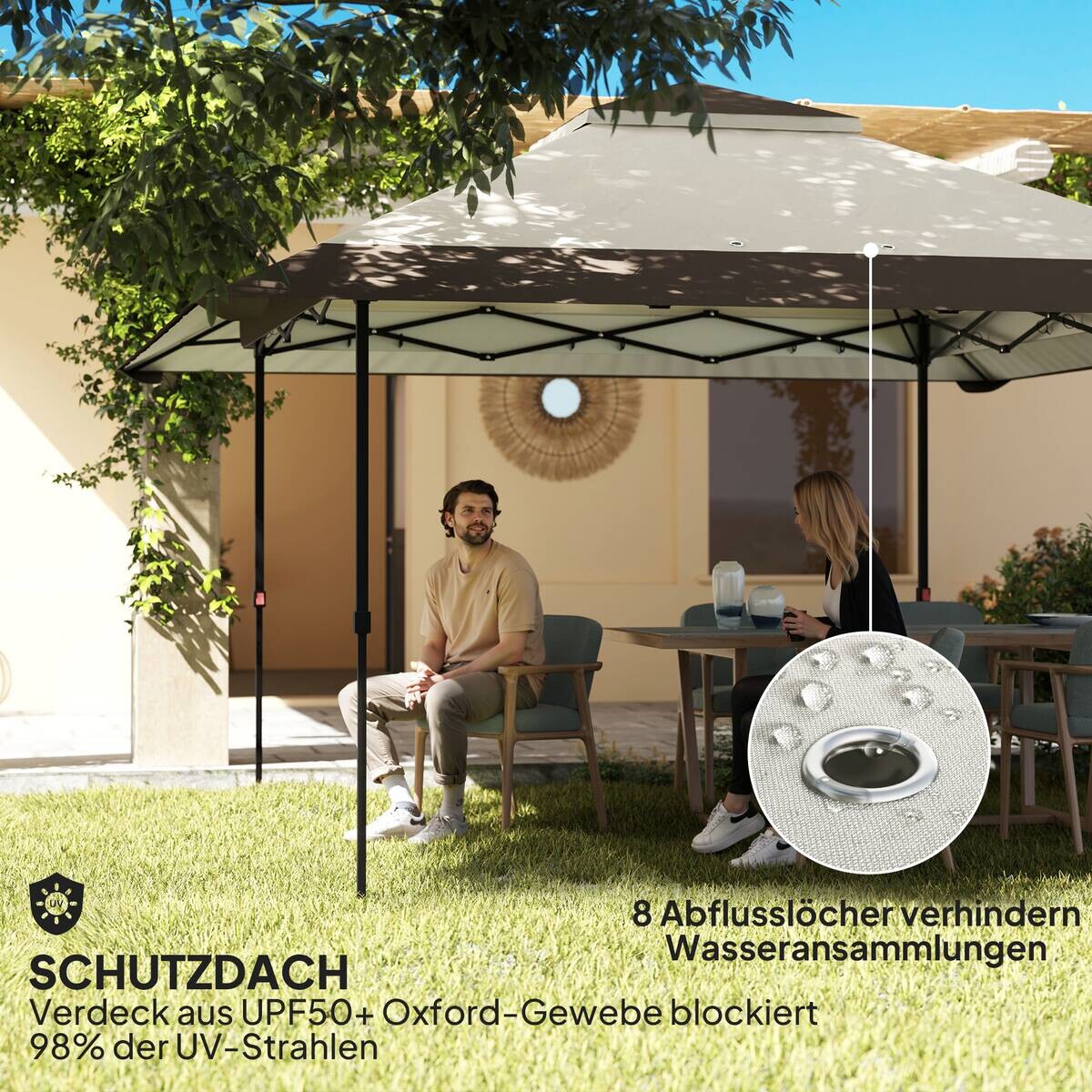 Outsunny Faltpavillon beige Polyester B/H/L: ca. 400x281x400 cm