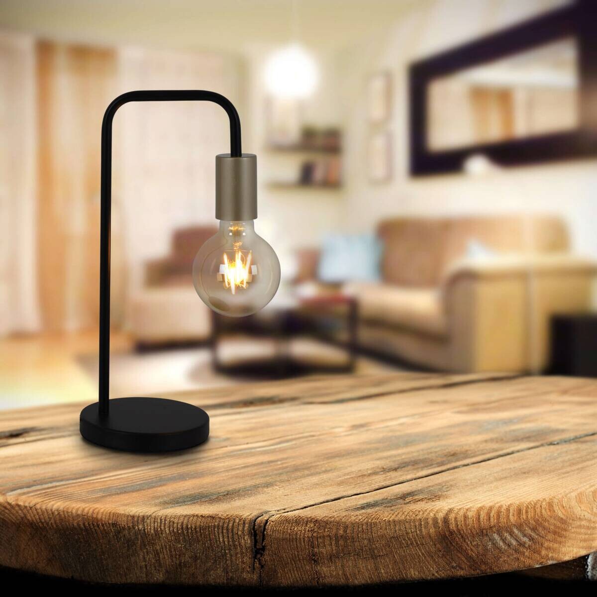 Näve Leuchten Tischleuchte 3168222 schwarz Kunststoff Metall B/H/T: ca. 19x39x14,5 cm E27 1 Brennstellen