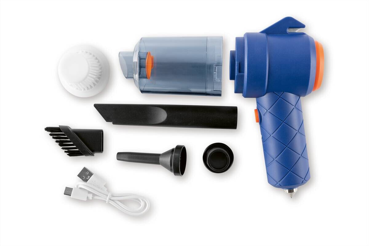 CLEANmaxx Akku-Handstaubsauger blau orange B/H/L: ca. 7x16,5x20 cm